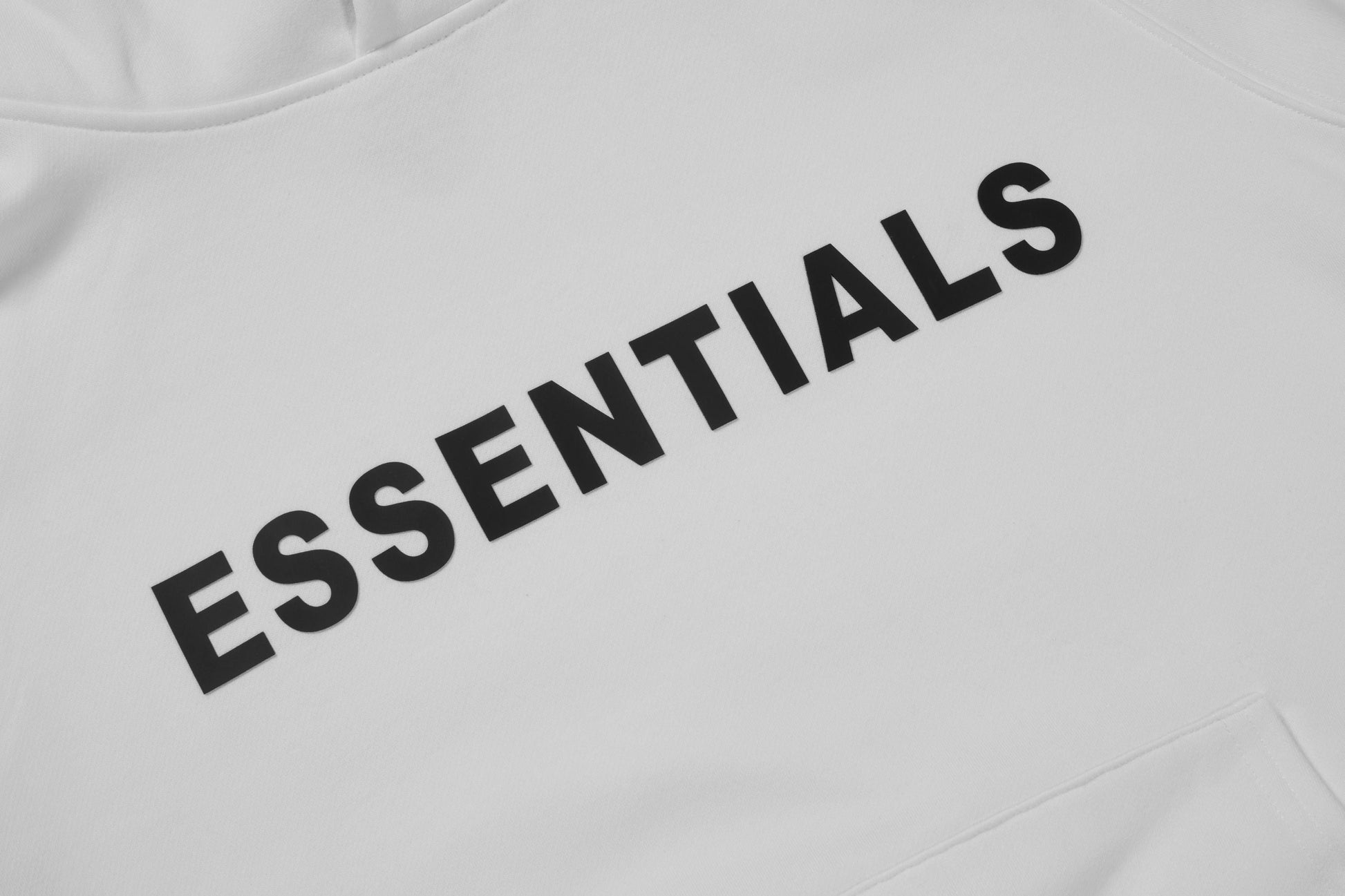 Essentials Hoodie - White Oversized Long-Sleeve Pullover Unisex