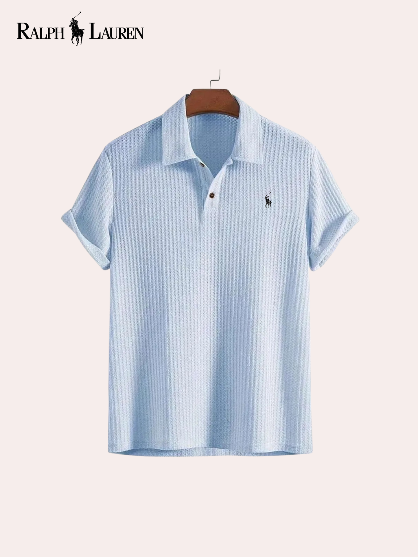 Ralph Lauren Herr Texturerad Stickad Pikétröja | Premium Sommarkollektion