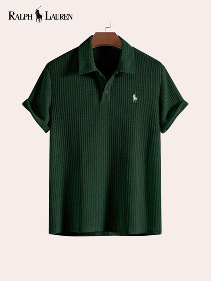 Ralph Lauren Herr Texturerad Stickad Pikétröja | Premium Sommarkollektion