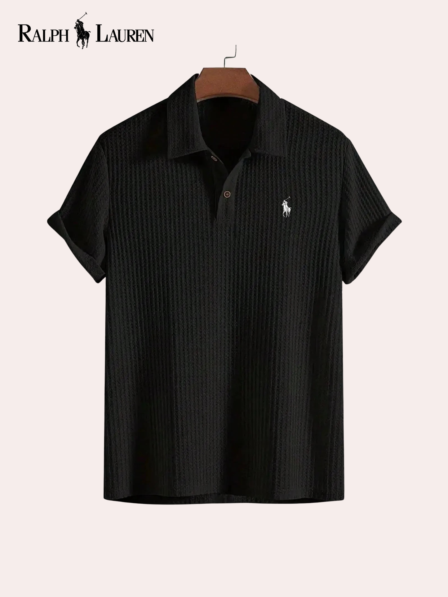 Ralph Lauren Herr Texturerad Stickad Pikétröja | Premium Sommarkollektion