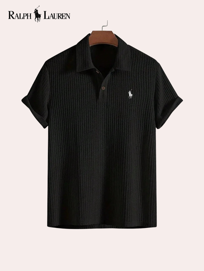 Ralph Lauren Herr Texturerad Stickad Pikétröja | Premium Sommarkollektion