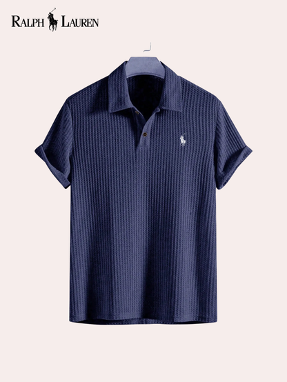 Ralph Lauren Herr Texturerad Stickad Pikétröja | Premium Sommarkollektion
