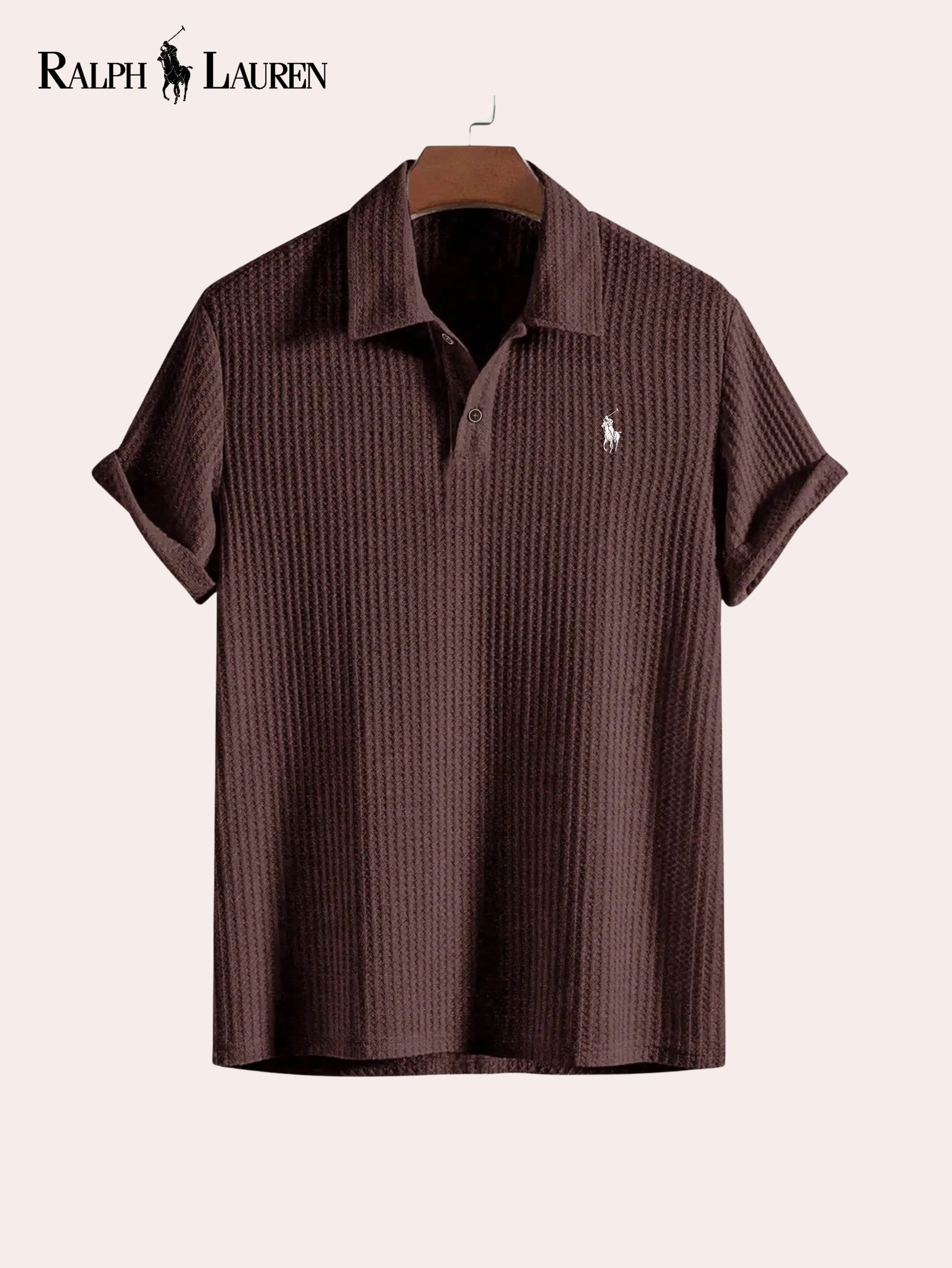 Ralph Lauren Herr Texturerad Stickad Pikétröja | Premium Sommarkollektion