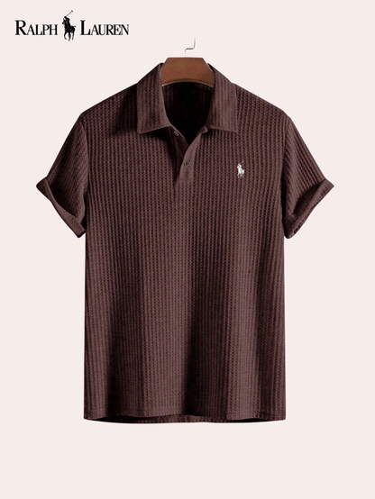 Ralph Lauren Herr Texturerad Stickad Pikétröja | Premium Sommarkollektion