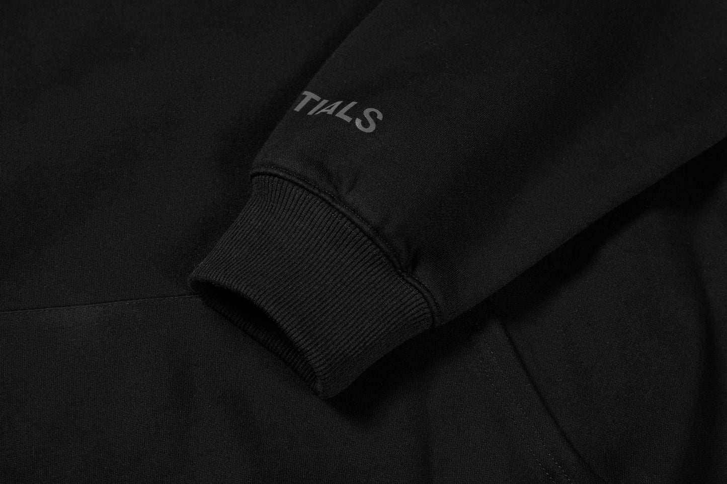 Essentials Hoodie - Black Oversized Long-Sleeve Pullover Unisex