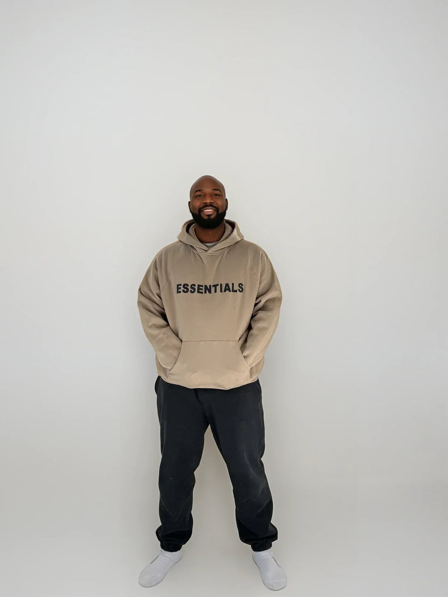 Essentials Hoodie - Black Oversized Long-Sleeve Pullover Unisex