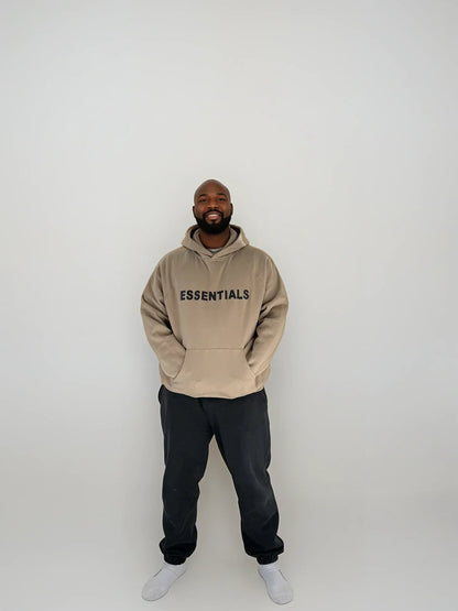 Essentials Hoodie - Black Oversized Long-Sleeve Pullover Unisex