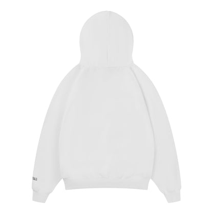 Essentials Hoodie - White Oversized Long-Sleeve Pullover Unisex