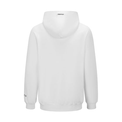 Essentials Hoodie - White Oversized Long-Sleeve Pullover Unisex