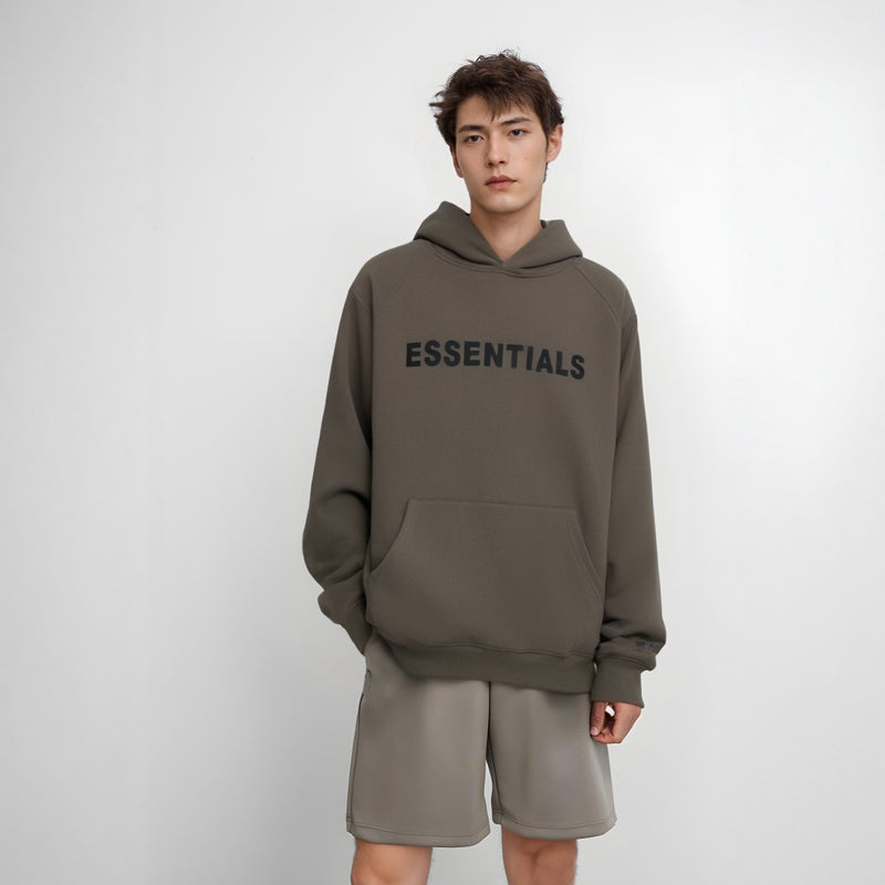Essentials Hoodie - Off Black Oversized Long-Sleeve Pullover Unisex