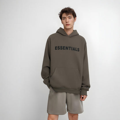 Essentials Hoodie - White Oversized Long-Sleeve Pullover Unisex