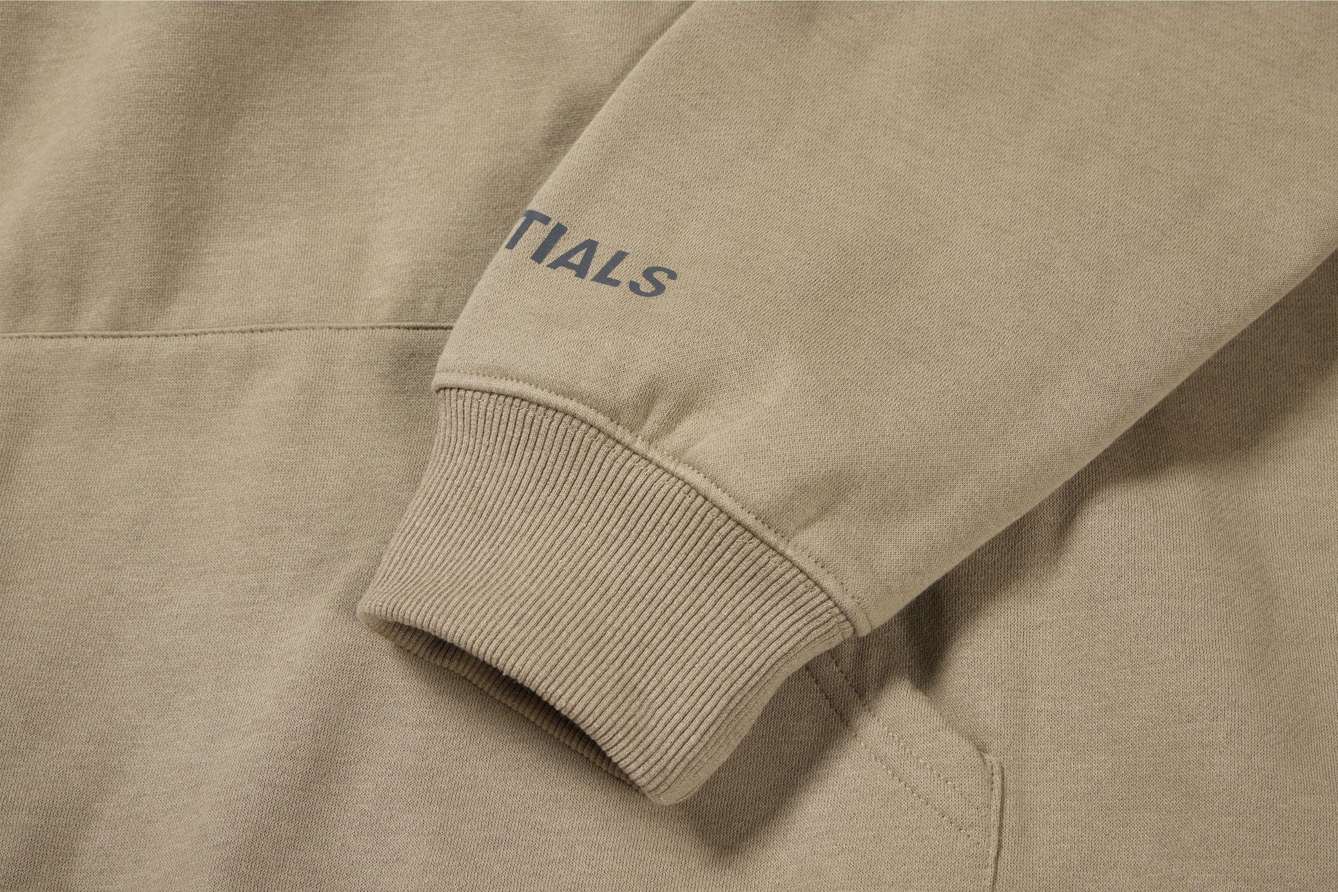 Essentials Hoodie - Tan Oversized Long-Sleeve Pullover Unisex
