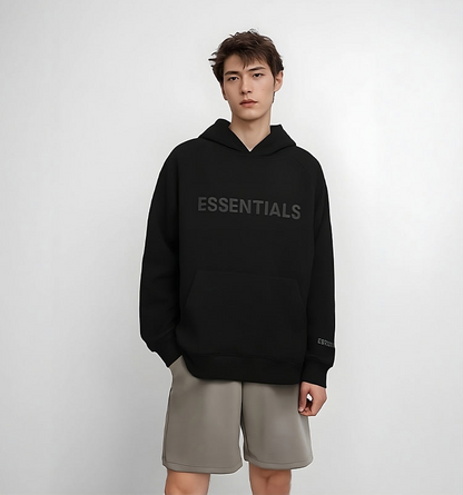 Essentials Hoodie - Tan Oversized Long-Sleeve Pullover Unisex