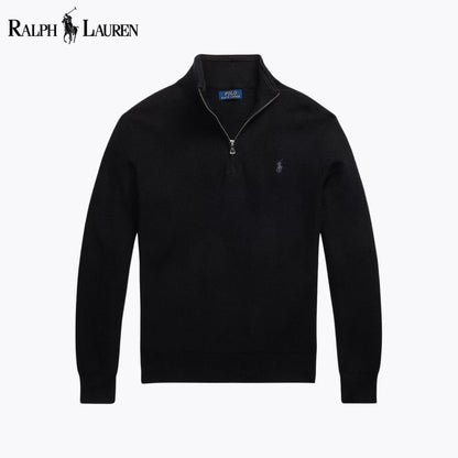 Ralph Lauren Mesh-Knit Cotton Quarter-Zip Sweater