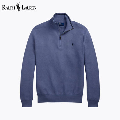 Ralph Lauren Mesh-Knit Cotton Quarter-Zip Sweater