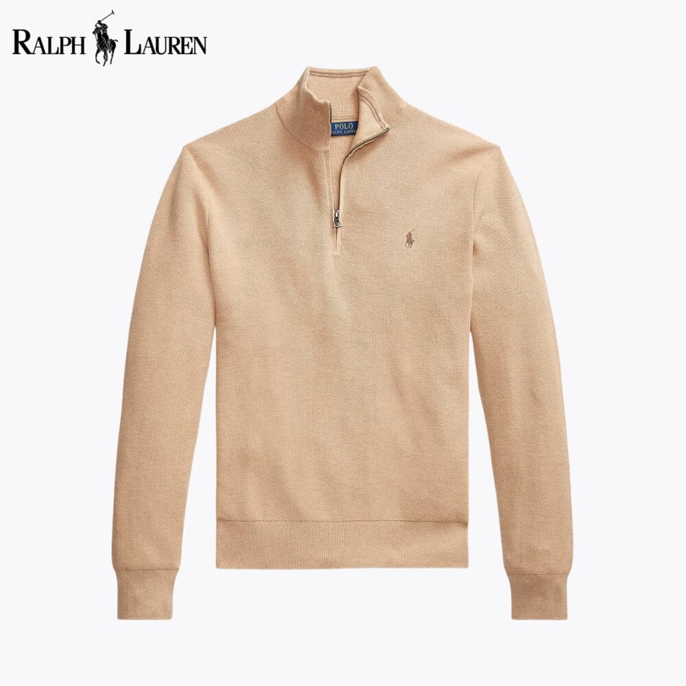 Ralph Lauren Mesh-Knit Cotton Quarter-Zip Sweater