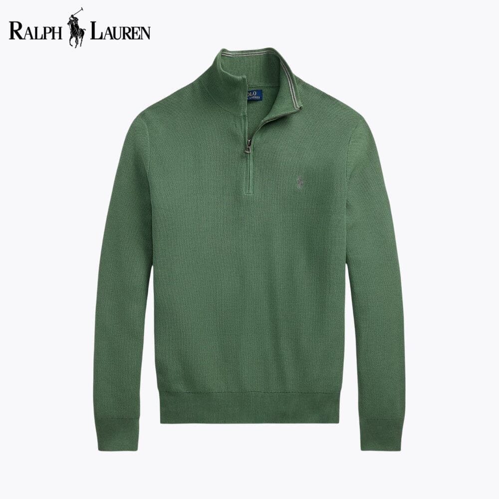 Ralph Lauren Mesh-Knit Cotton Quarter-Zip Sweater