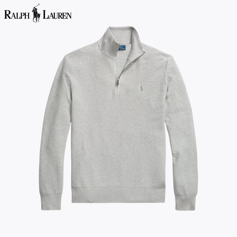 Ralph Lauren Mesh-Knit Cotton Quarter-Zip Sweater