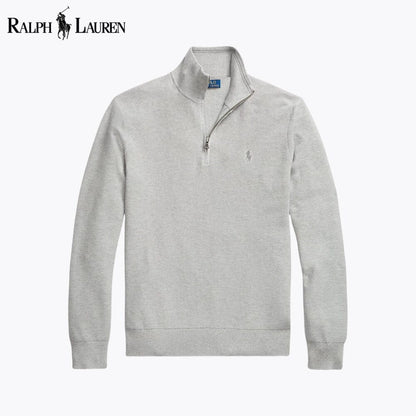 Ralph Lauren Mesh-Knit Cotton Quarter-Zip Sweater