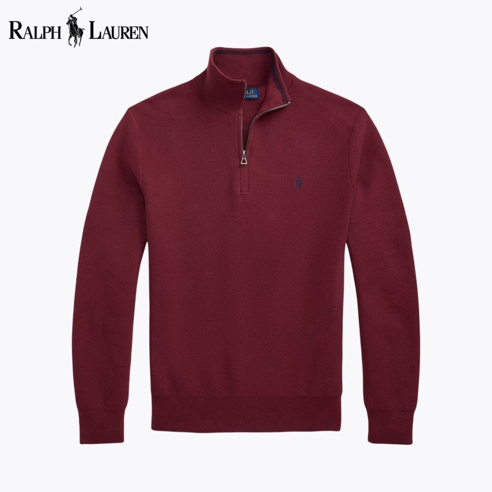 Ralph Lauren Mesh-Knit Cotton Quarter-Zip Sweater