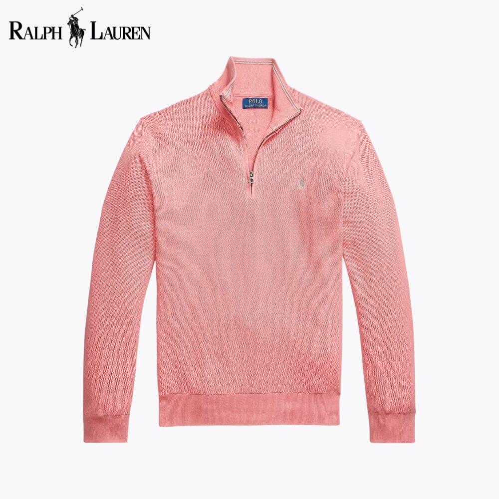 Ralph Lauren Mesh-Knit Cotton Quarter-Zip Sweater