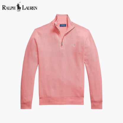 Ralph Lauren Mesh-Knit Cotton Quarter-Zip Sweater