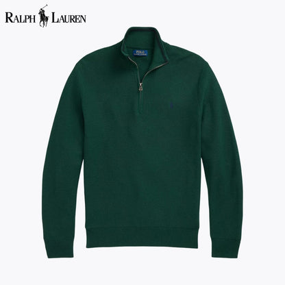 Ralph Lauren Mesh-Knit Cotton Quarter-Zip Sweater